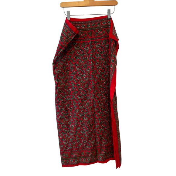 Vintage Large Red Paisley Print Scarf - Picture 3 of 5